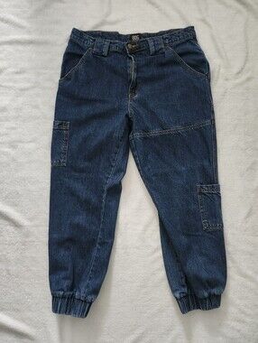 BDG Urban Outfitters Cargo Denim Joggers Size 32 Dark Wash Utility Y2K Vibe